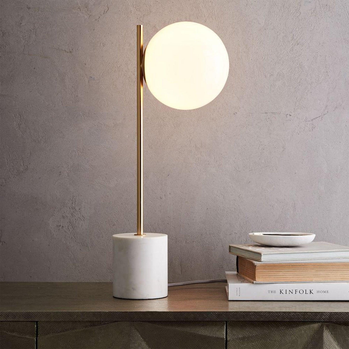 Sphere & Stem Table Lamp | Glass & Metal | Gold Finish