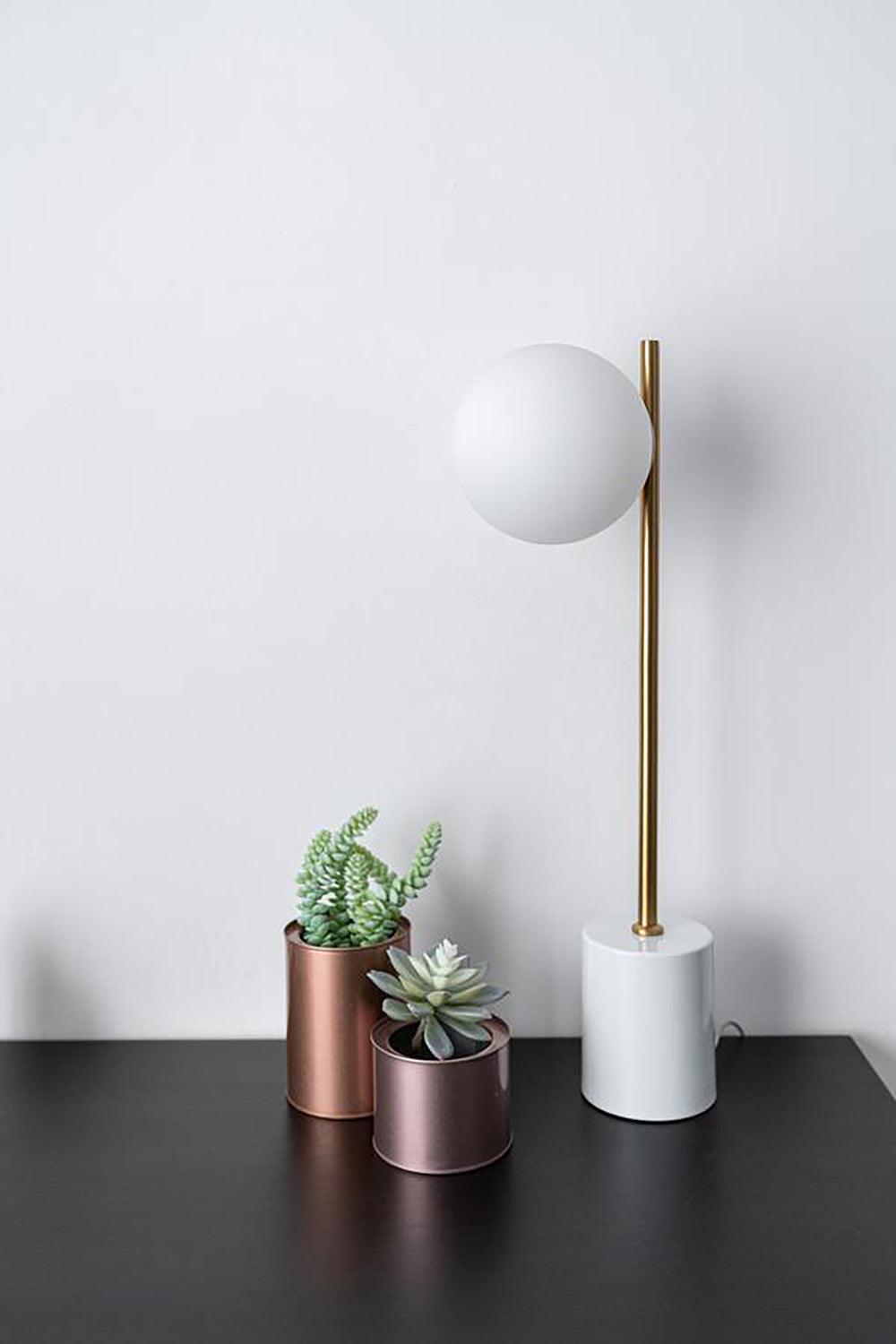 Sphere & Stem Table Lamp | Glass & Metal | Gold Finish