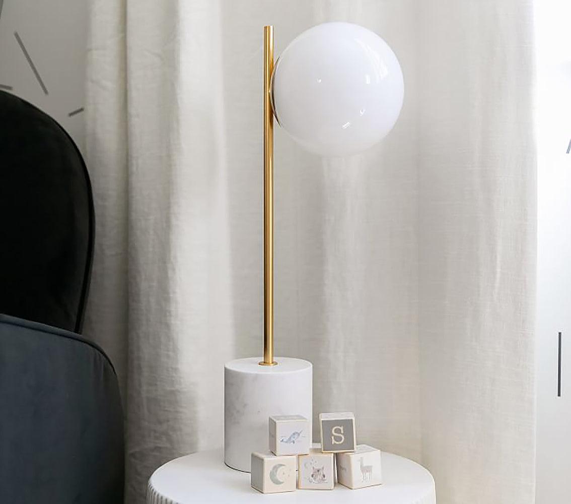 Sphere & Stem Table Lamp | Glass & Metal | Gold Finish