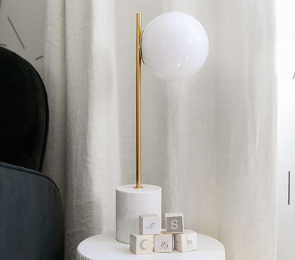 Sphere & Stem Table Lamp | Glass & Metal | Gold Finish