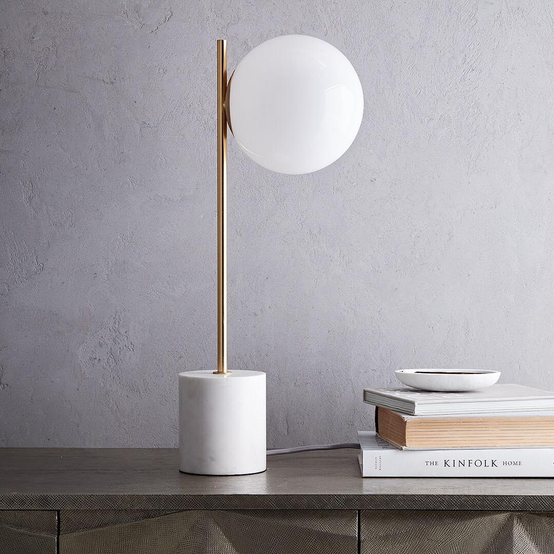 Sphere & Stem Table Lamp | Glass & Metal | Gold Finish