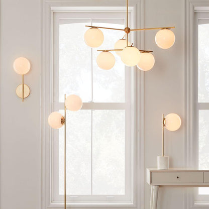 Sphere & Stem Table Lamp | Glass & Metal | Gold Finish