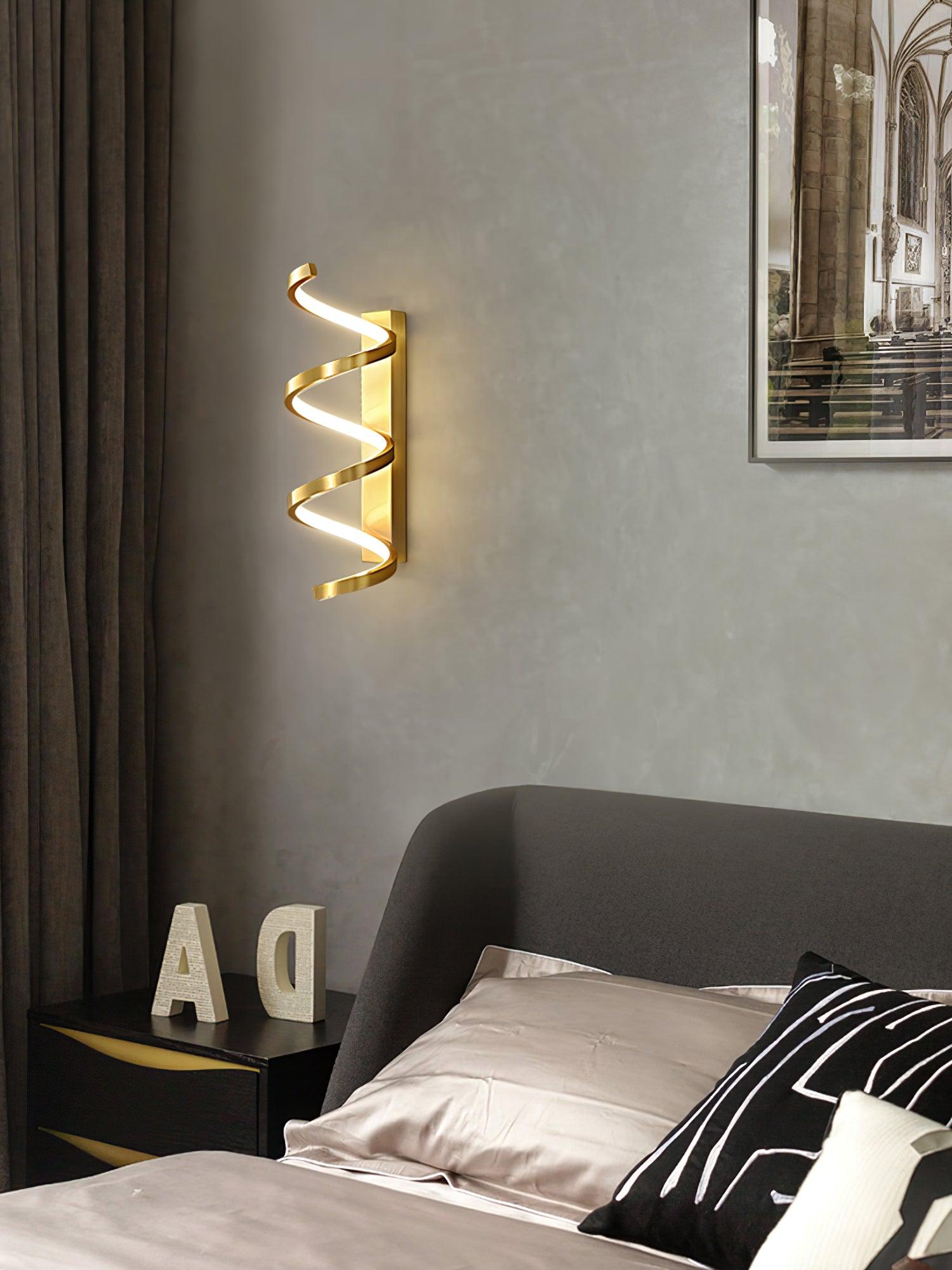 Spiral Wall Lamp | Brass & Glass | Gold & White