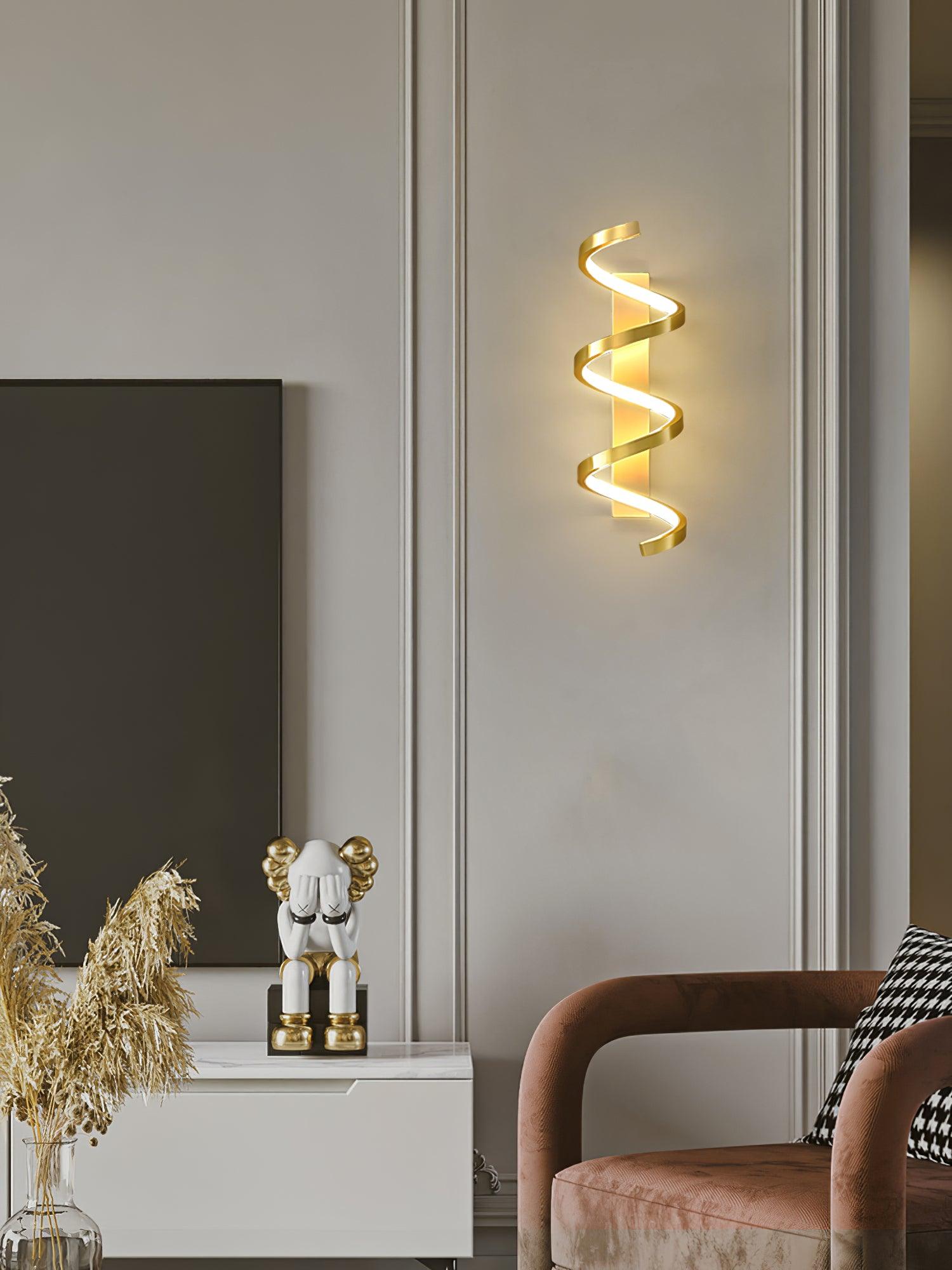 Spiral Wall Lamp | Brass & Glass | Gold & White