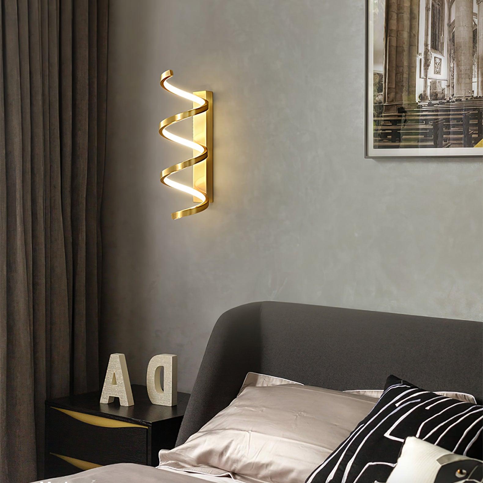 Spiral Wall Lamp | Brass & Glass | Gold & White