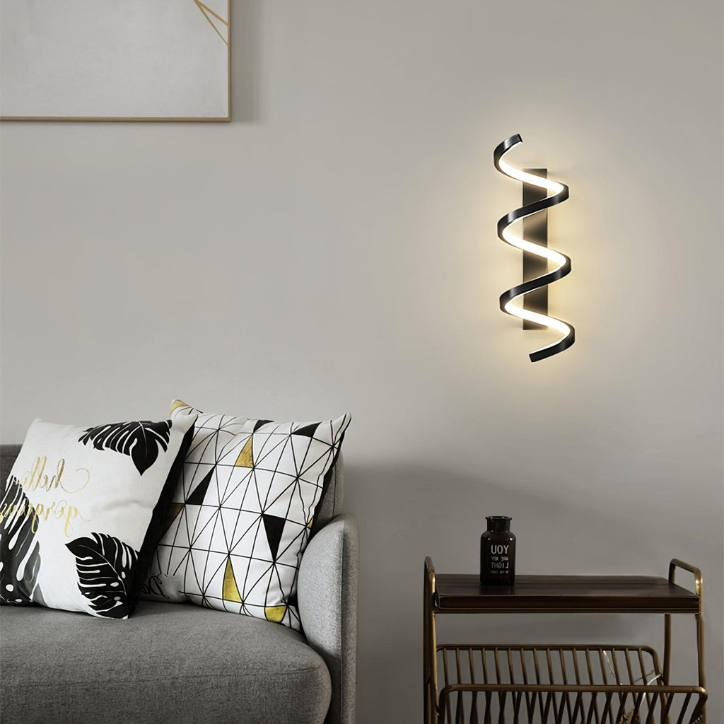 Spiral Wall Lamp | Brass & Glass | Gold & White