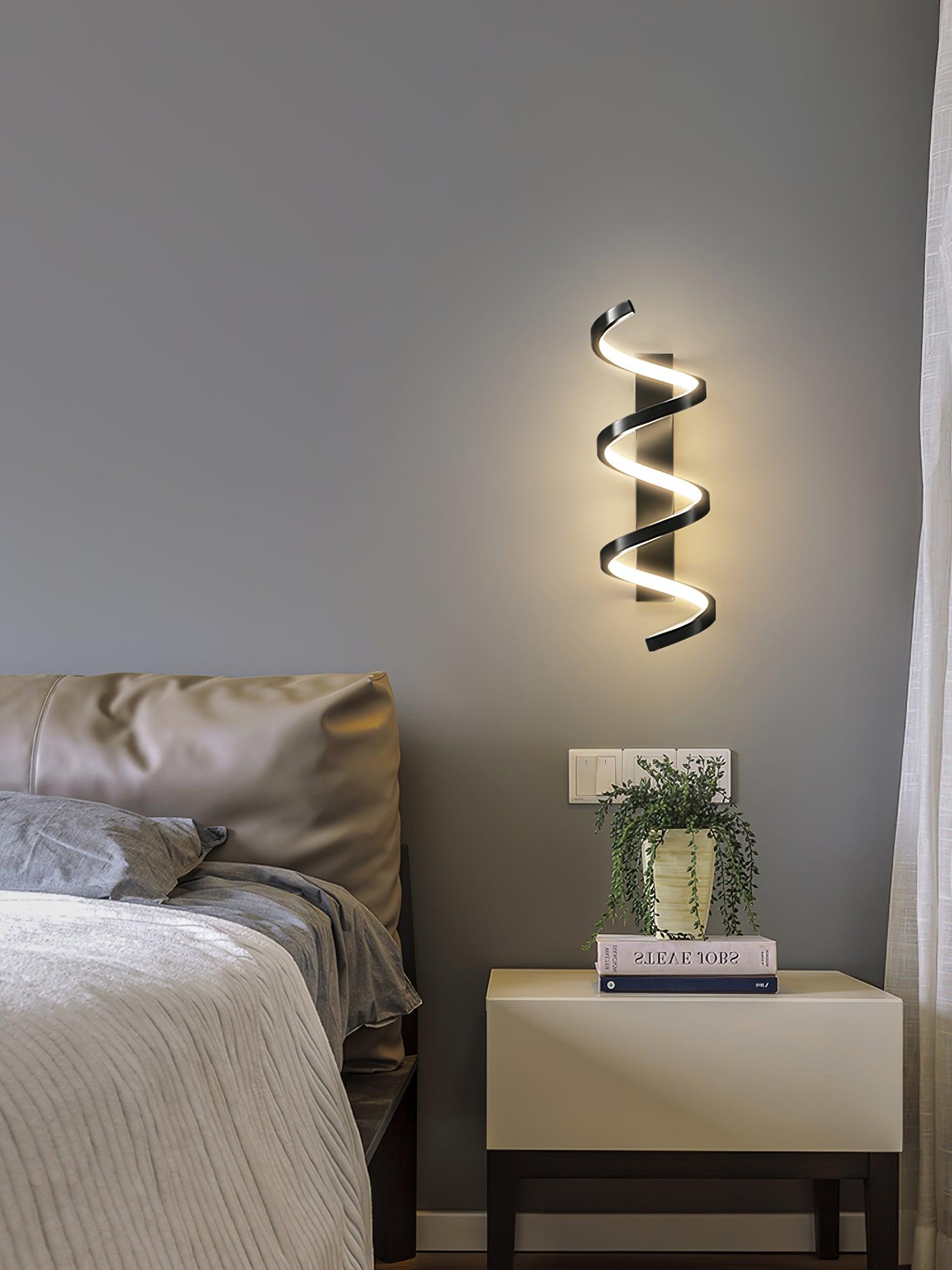Spiral Wall Lamp | Brass & Glass | Gold & White