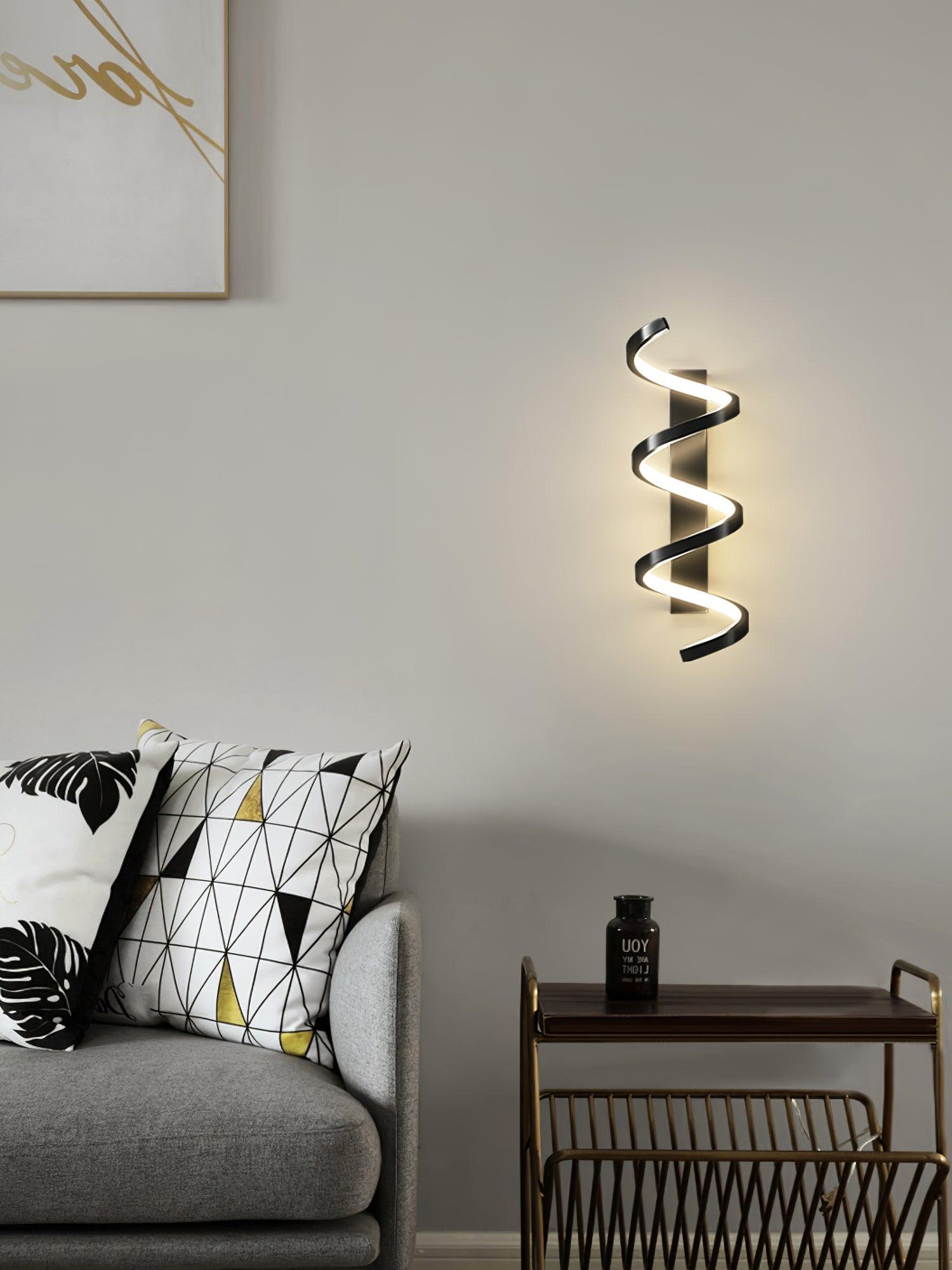Spiral Wall Lamp | Brass & Glass | Gold & White