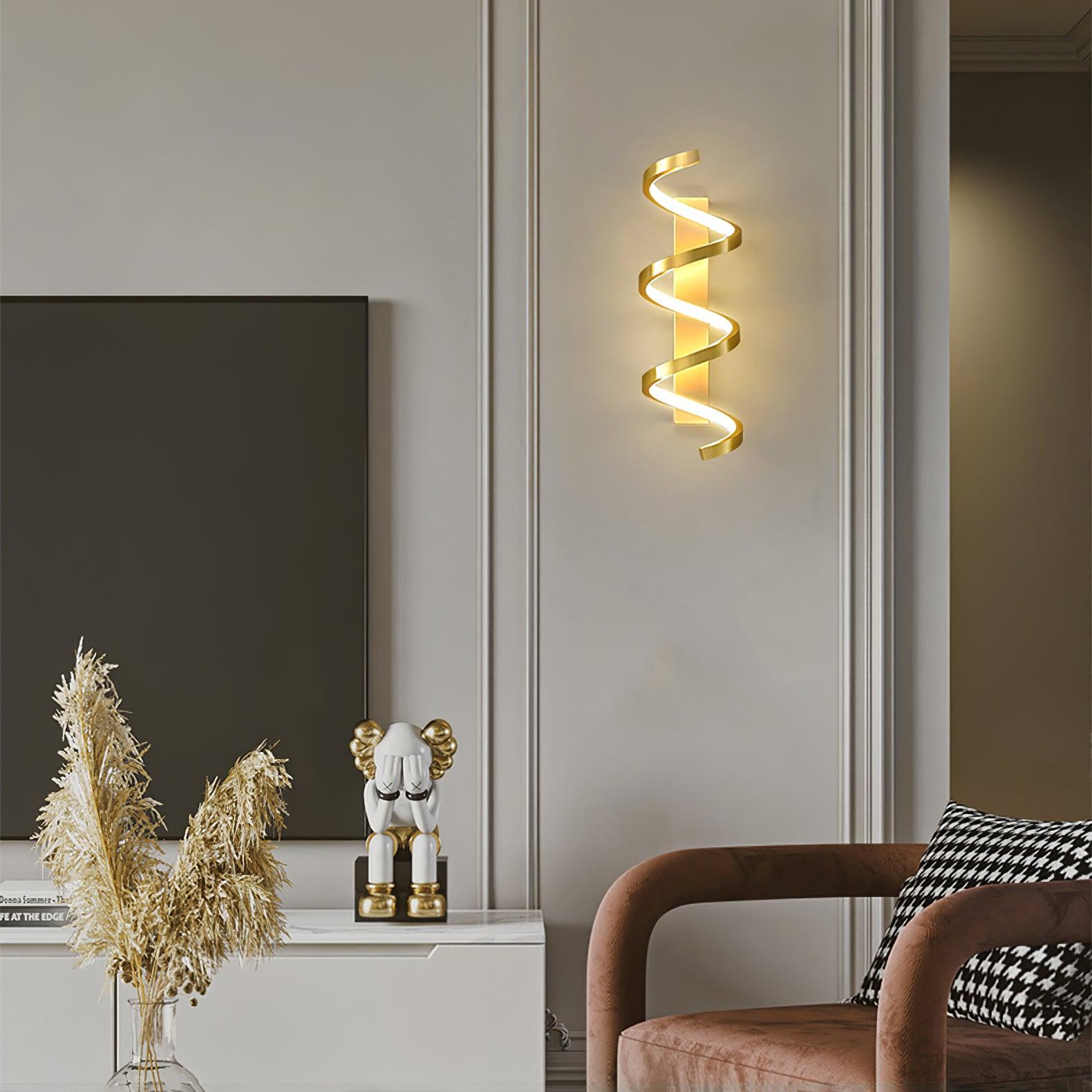 Spiral Wall Lamp | Brass & Glass | Gold & White