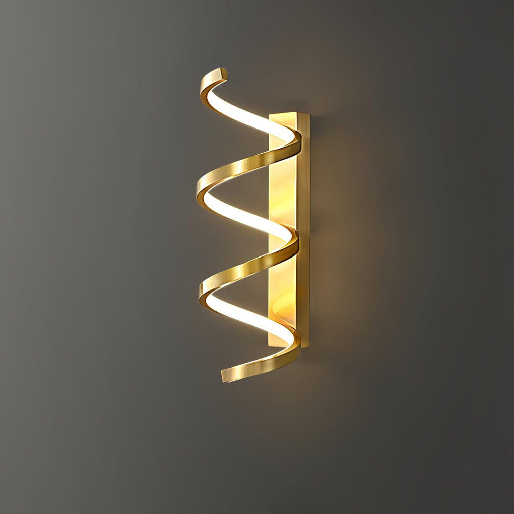 Spiral Wall Lamp | Brass & Glass | Gold & White
