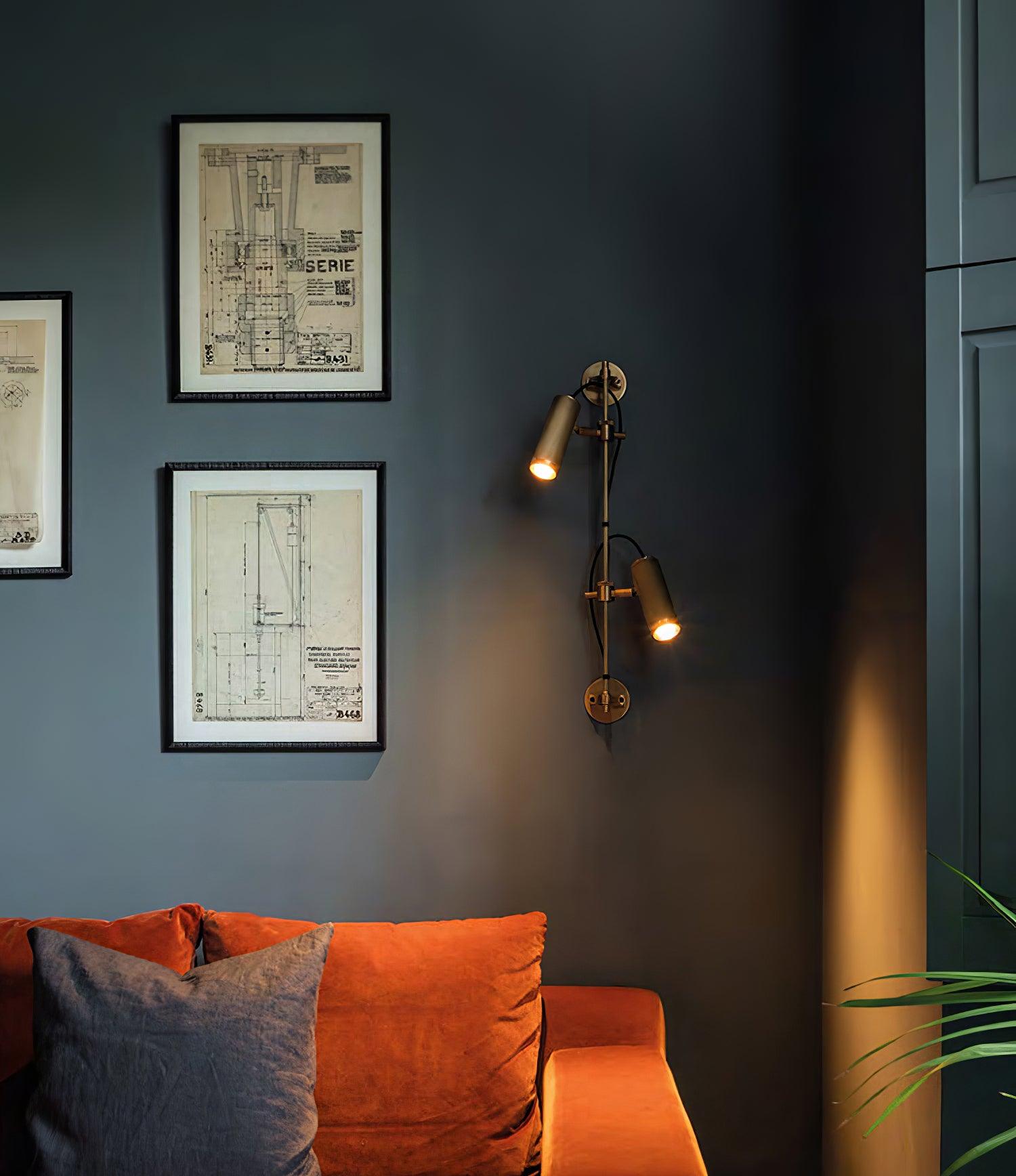 Spot Rail Wall Light | Adjustable Brass & Metal | Set of 2