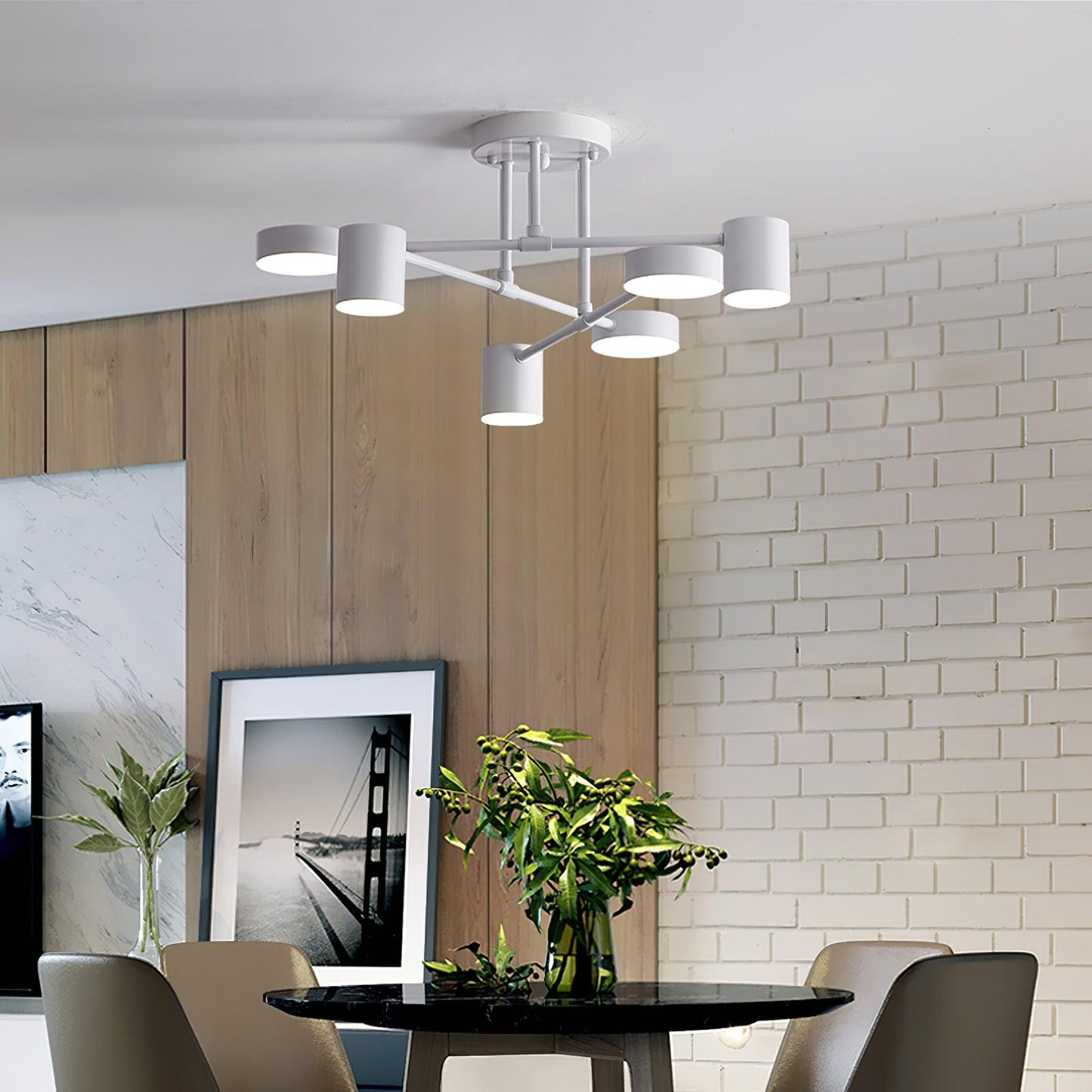 Gold Sputnik Ceiling Light | Multi-Arm Metal Frame with Integrated LED | 6 Shades