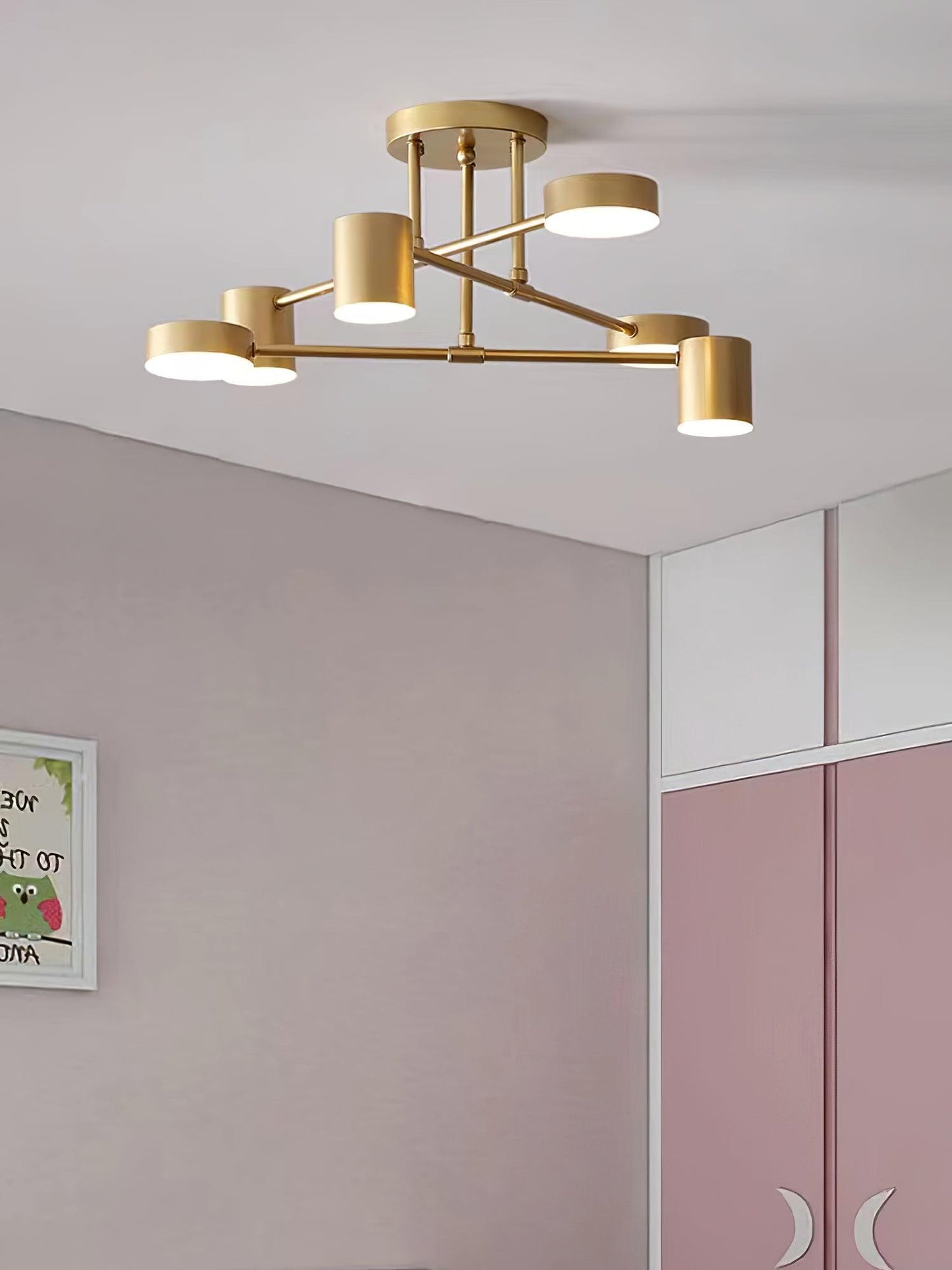 Gold Sputnik Ceiling Light | Multi-Arm Metal Frame with Integrated LED | 6 Shades