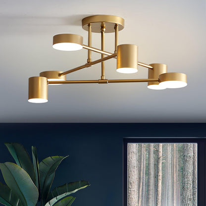 Gold Sputnik Ceiling Light | Multi-Arm Metal Frame with Integrated LED | 6 Shades
