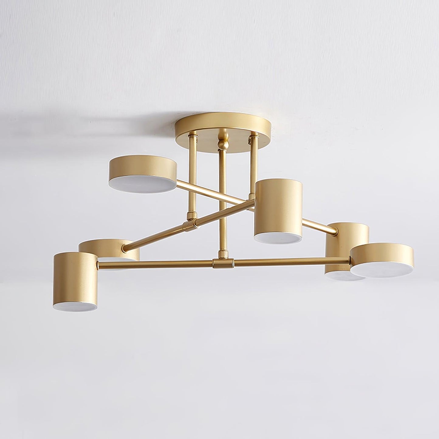 Gold Sputnik Ceiling Light | Multi-Arm Metal Frame with Integrated LED | 6 Shades