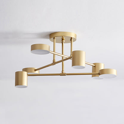 Gold Sputnik Ceiling Light | Multi-Arm Metal Frame with Integrated LED | 6 Shades