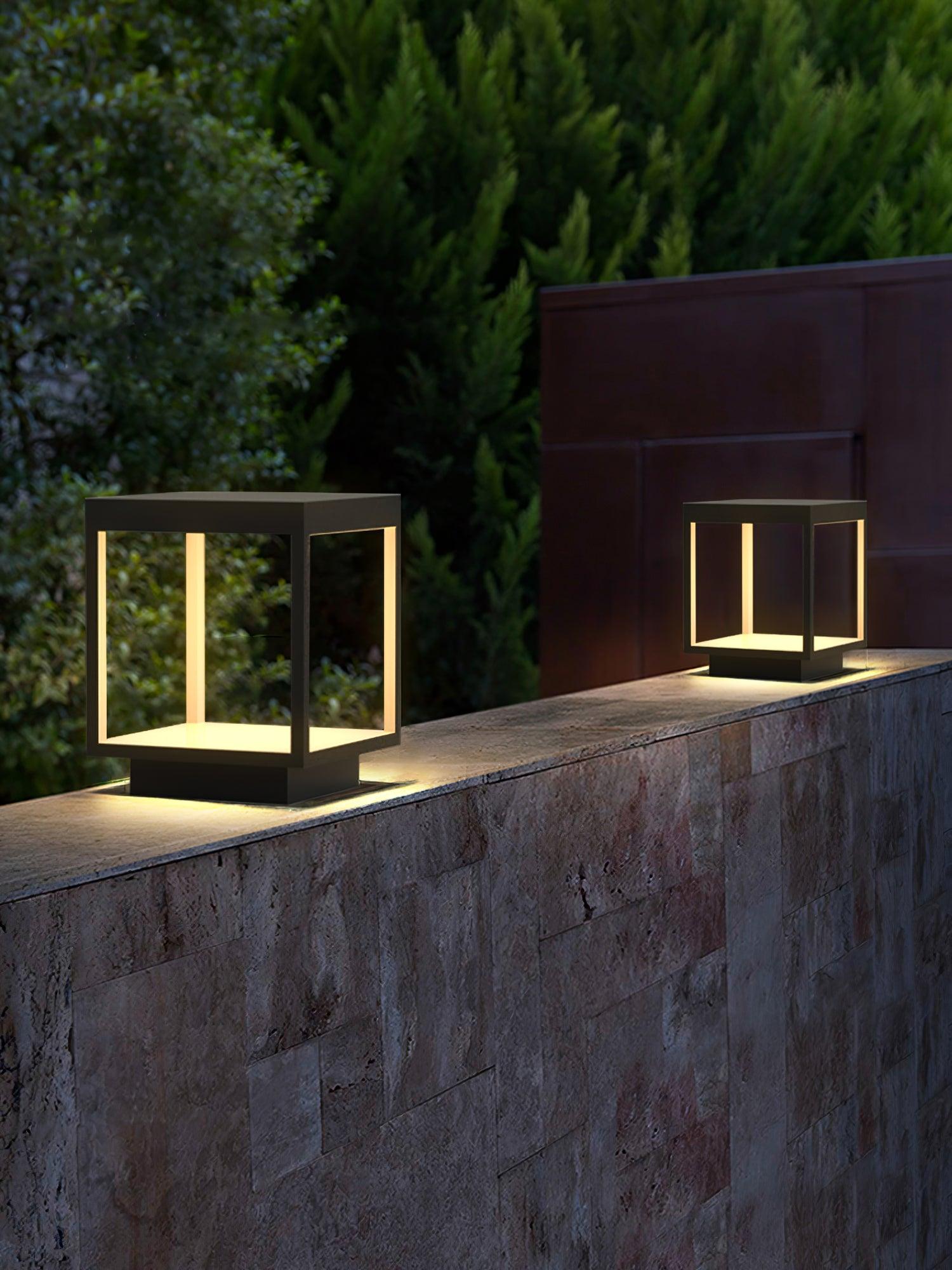 Square Frame Solar Outdoor Light | Stainless Steel | Black & White, Remote Control