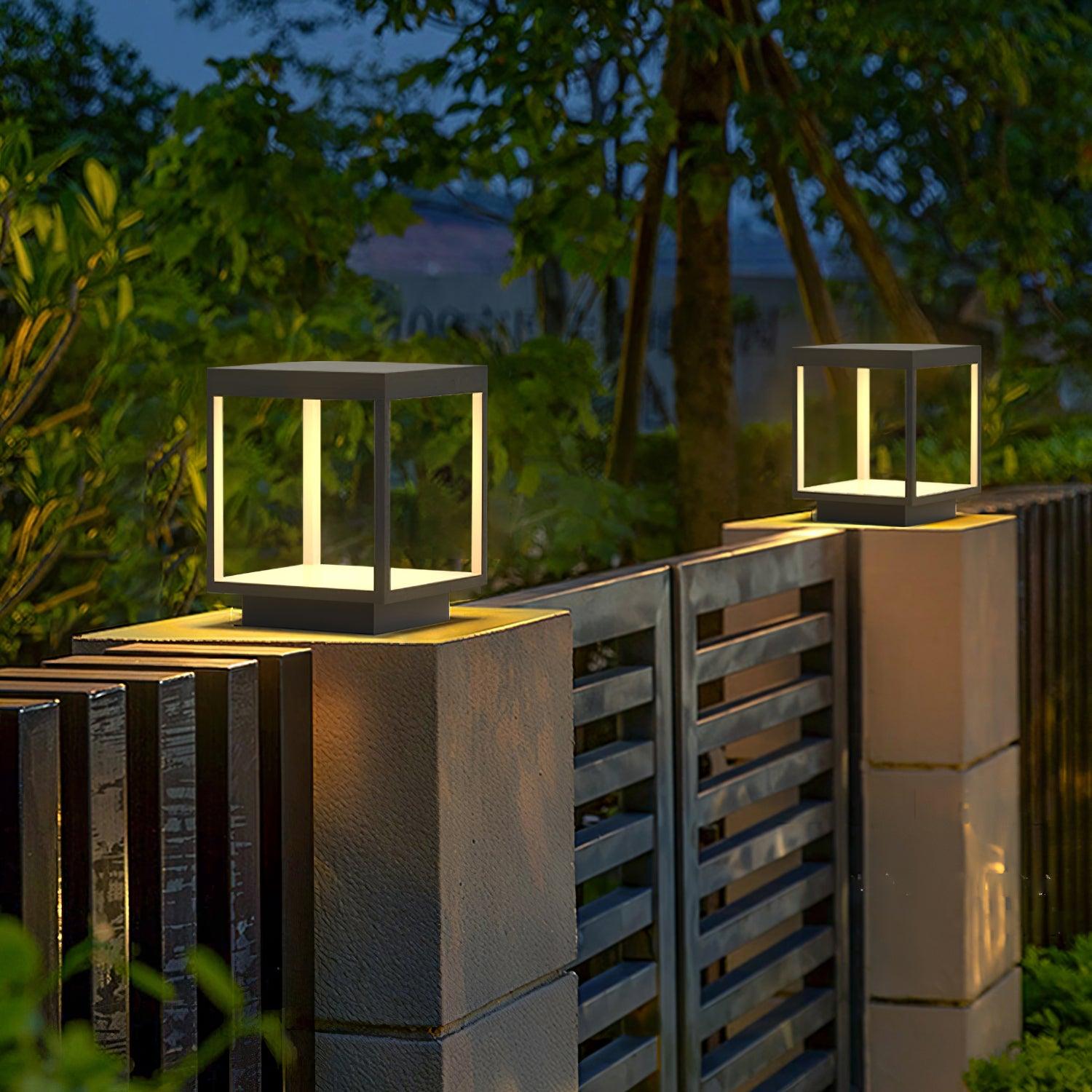 Square Frame Solar Outdoor Light | Stainless Steel | Black & White, Remote Control