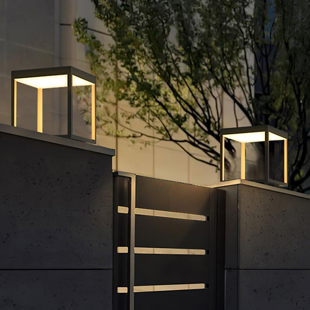 Square Frame Solar Outdoor Light | Stainless Steel | Black & White, Remote Control