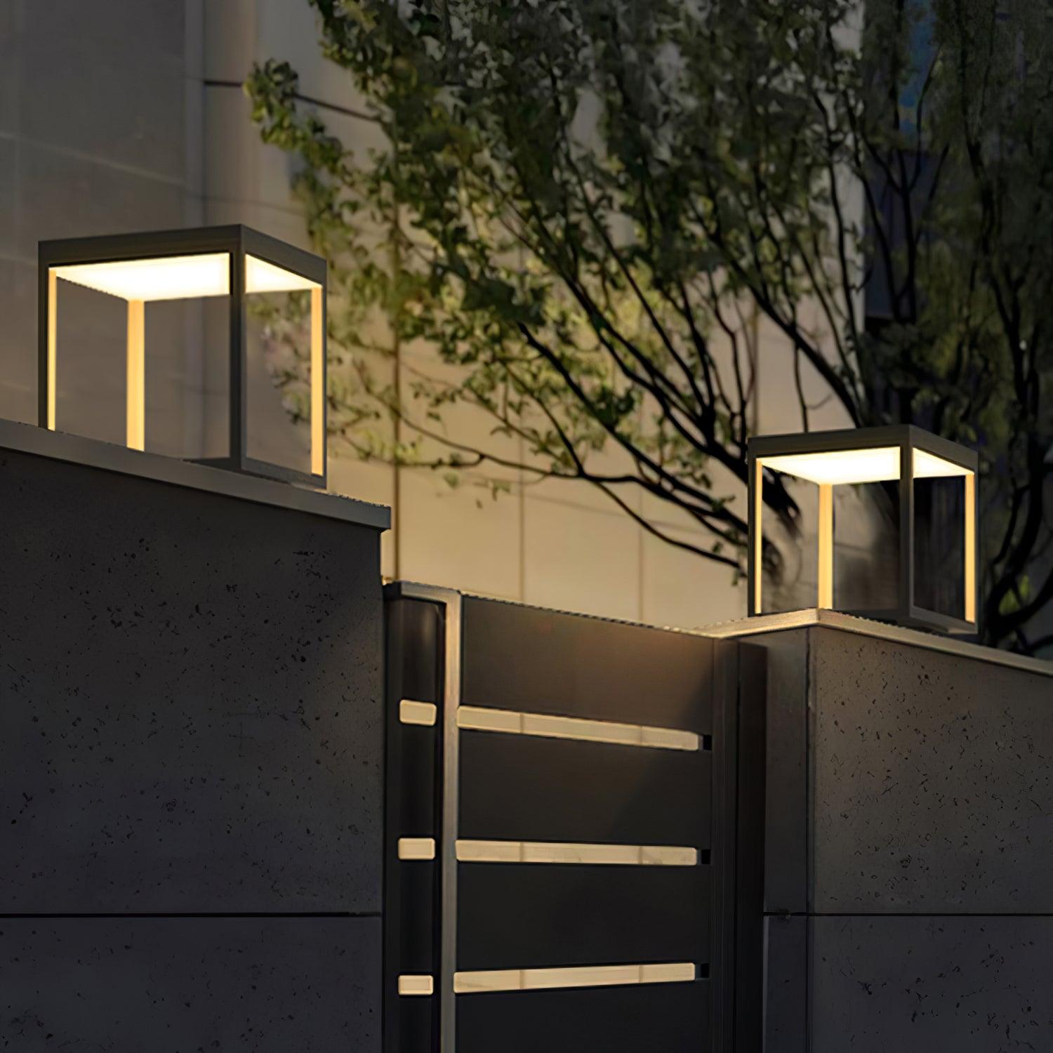 Square Frame Solar Outdoor Light | Stainless Steel | Black & White, Remote Control