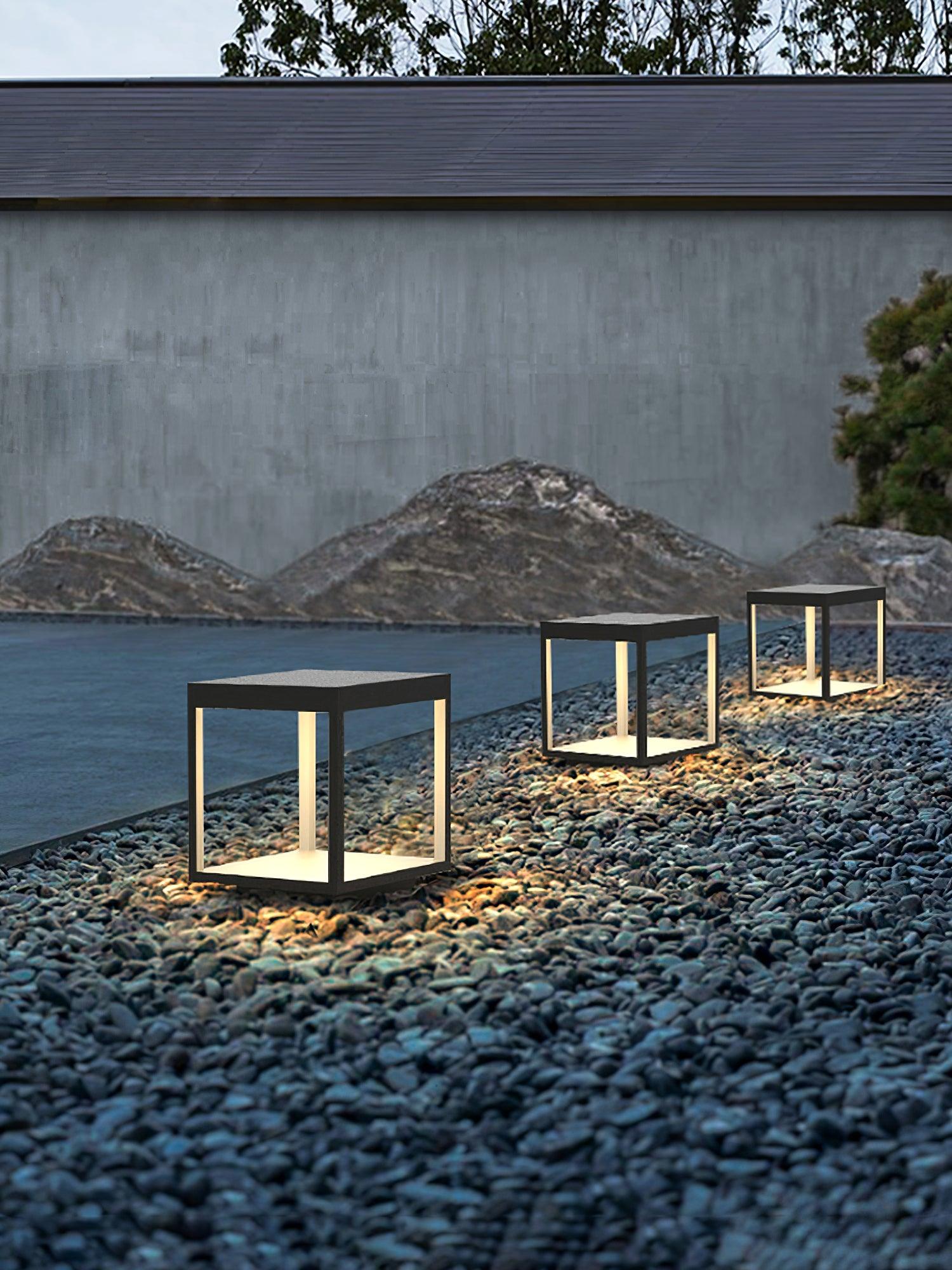 Square Frame Solar Outdoor Light | Stainless Steel | Black & White, Remote Control