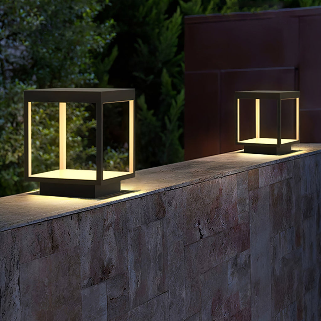 Square Frame Solar Outdoor Light | Stainless Steel | Black & White, Remote Control
