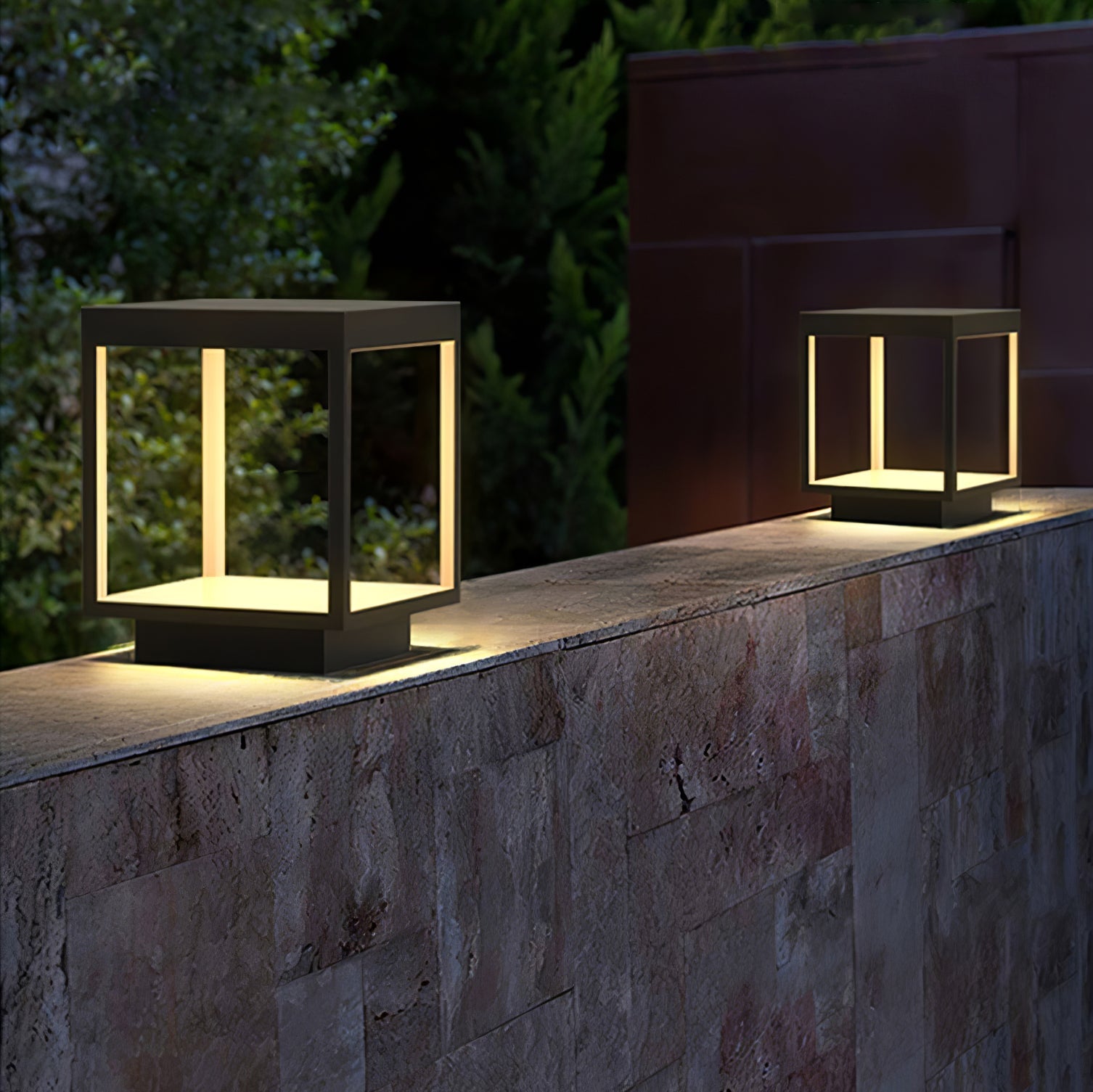 Square Frame Solar Outdoor Light | Stainless Steel | Black & White, Remote Control