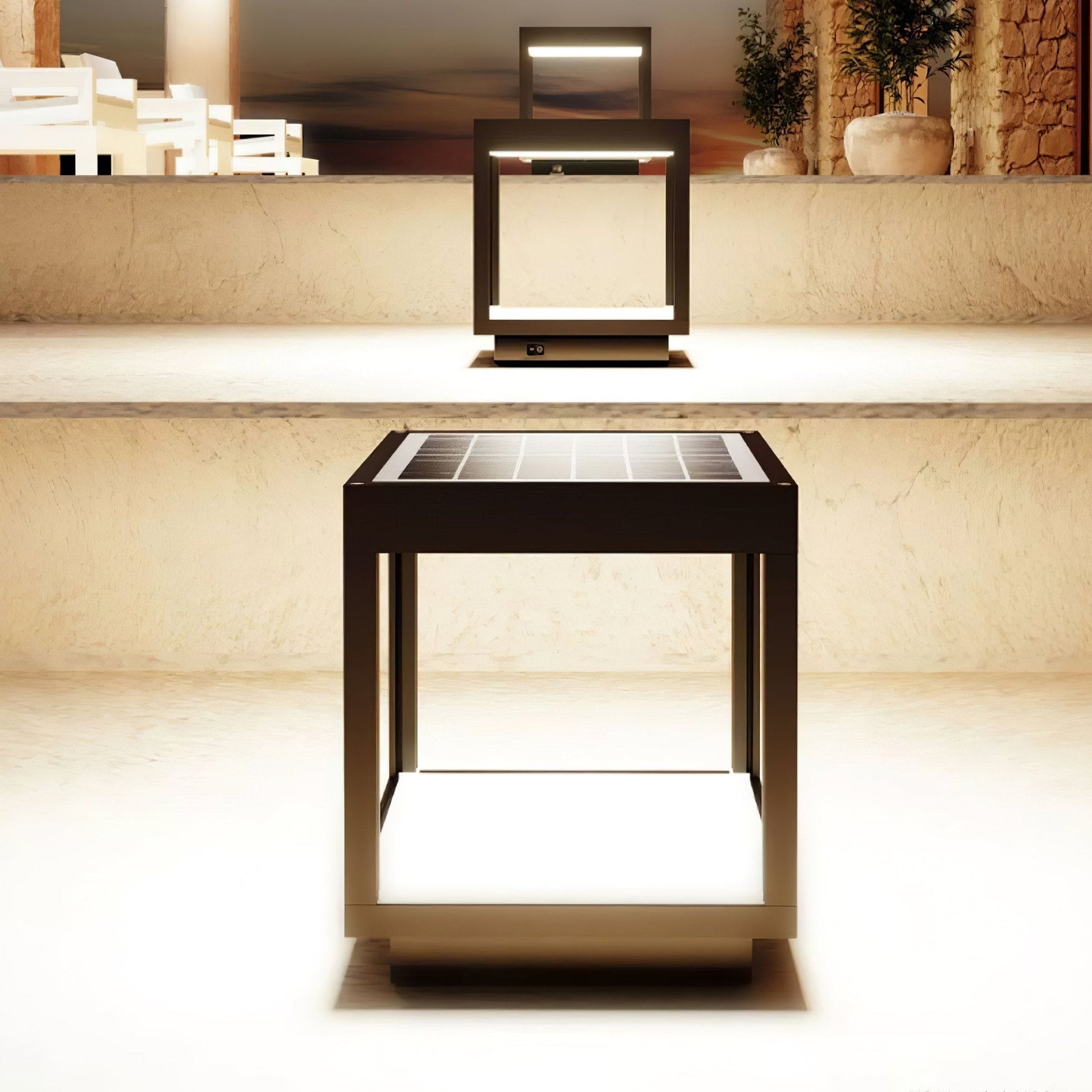 Square Frame Solar Outdoor Light | Stainless Steel | Black & White, Remote Control