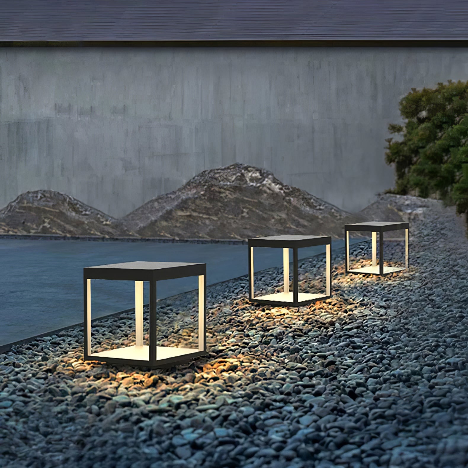 Square Frame Solar Outdoor Light | Stainless Steel | Black & White, Remote Control