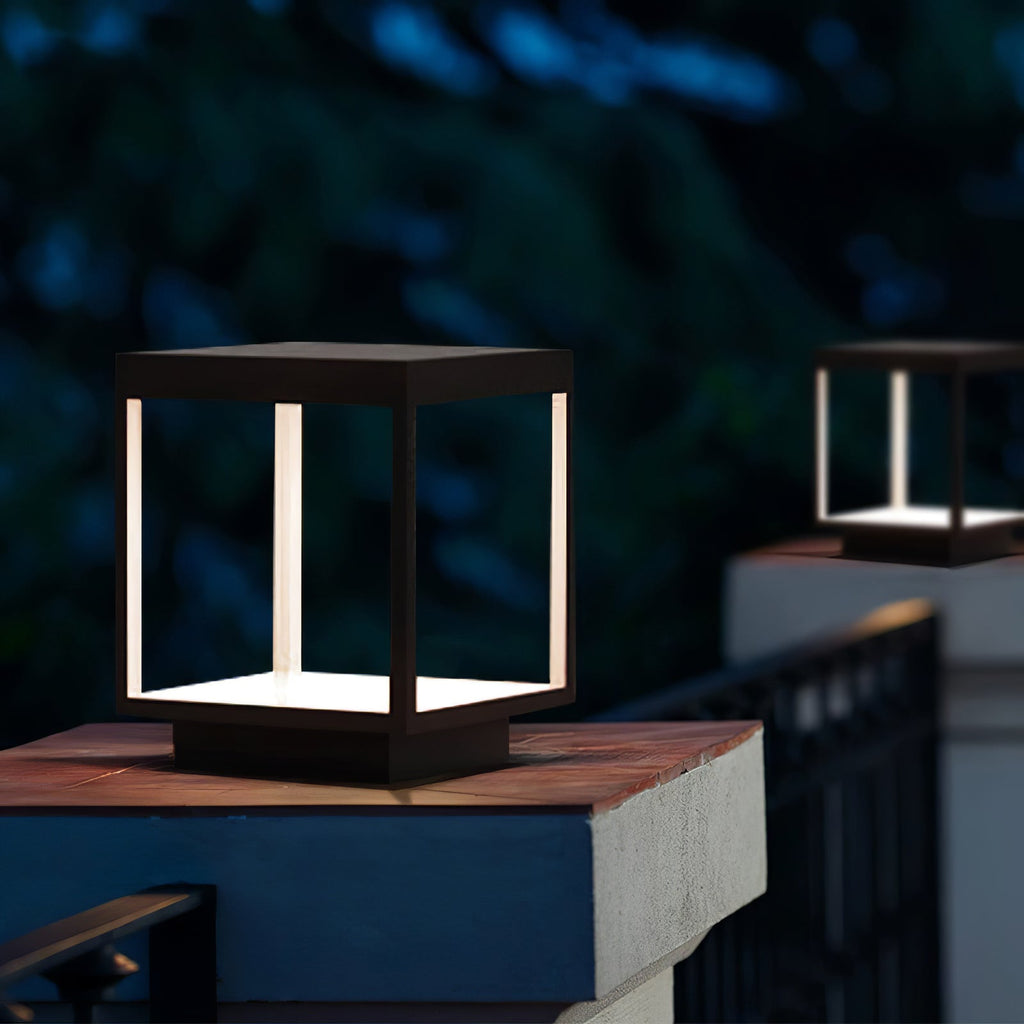 Square Frame Solar Outdoor Light | Stainless Steel | Black & White, Remote Control