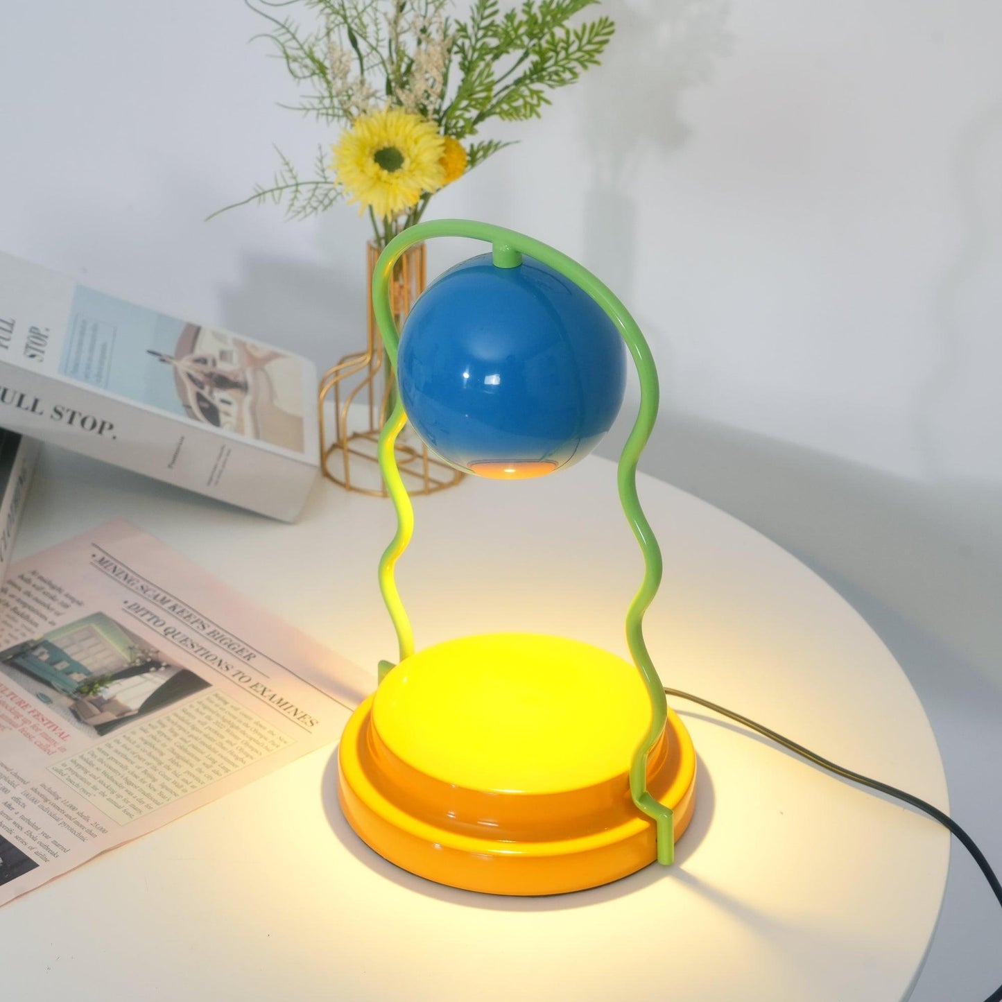 Squiggle Table Lamp | Metal Base | Blue or Yellow