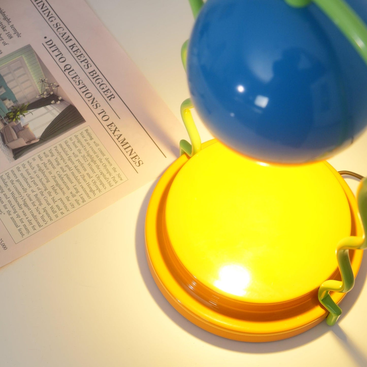 Squiggle Table Lamp | Metal Base | Blue or Yellow