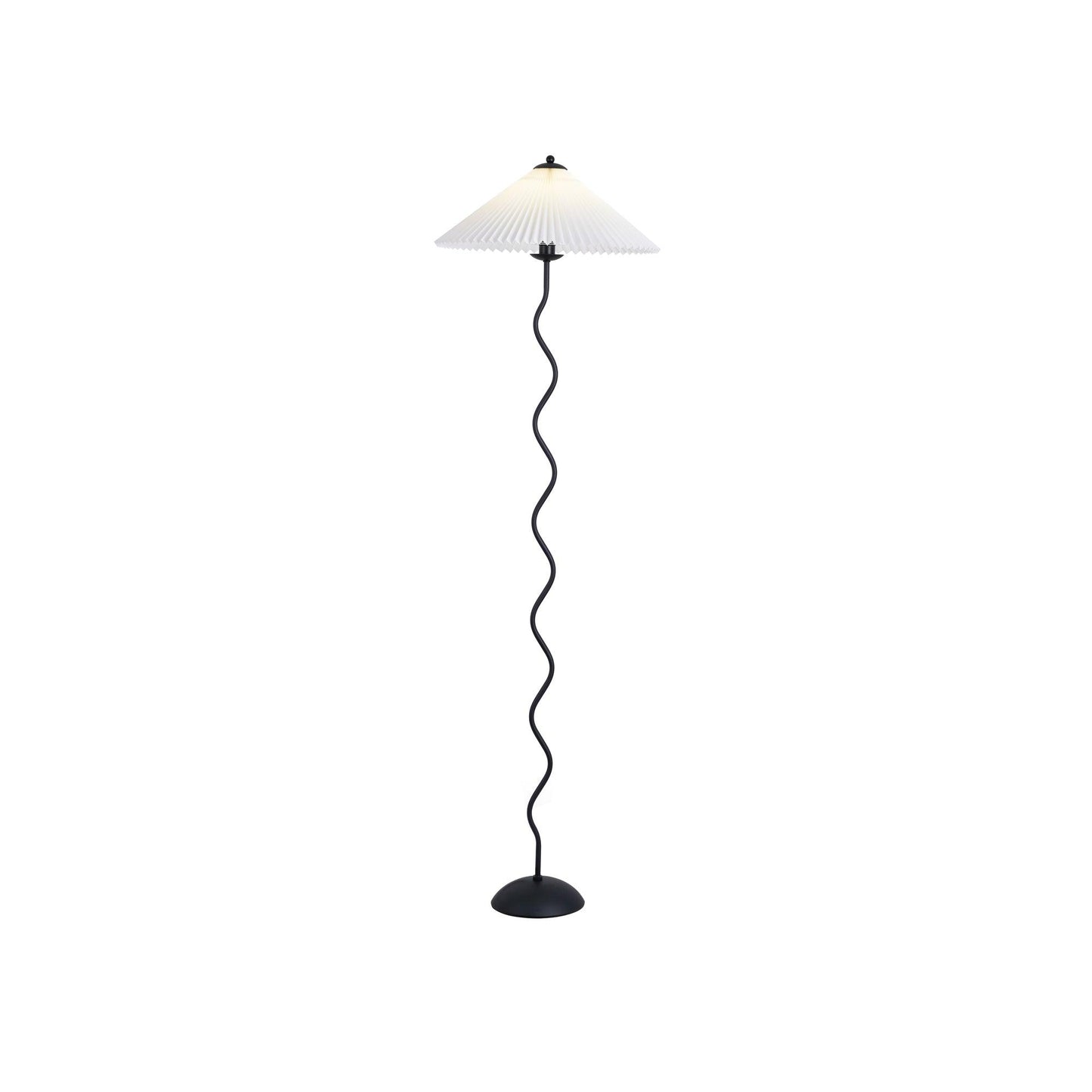 Squiggle Floor Lamp | Black Metal & White Fabric Shade | 150cm