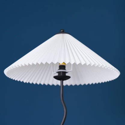 Squiggle Floor Lamp | Black Metal & White Fabric Shade | 150cm