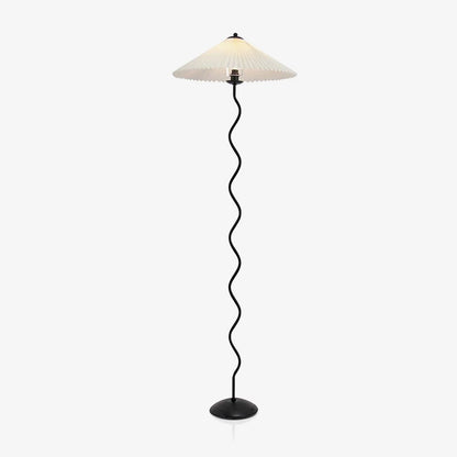 Squiggle Floor Lamp | Black Metal & White Fabric Shade | 150cm