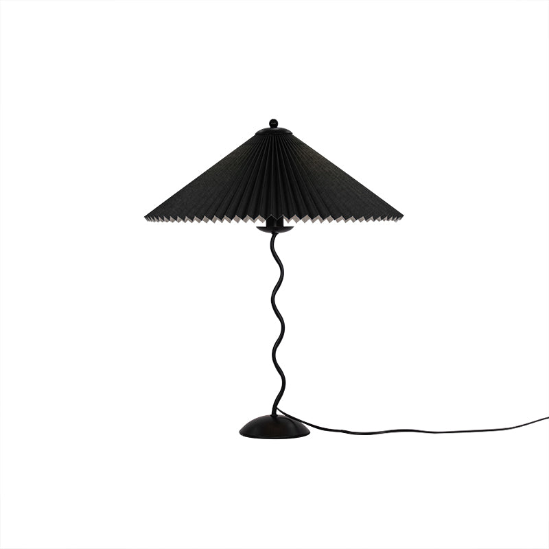 Squiggle Table Lamp | Nordic Style Metal & Fabric | Black with Beige Shade