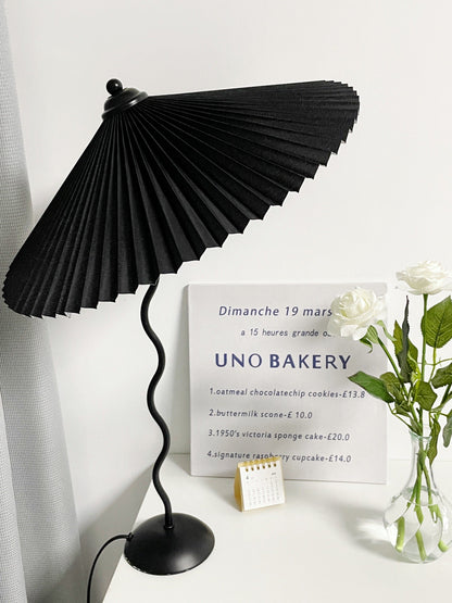 Squiggle Table Lamp | Nordic Style Metal & Fabric | Black with Beige Shade