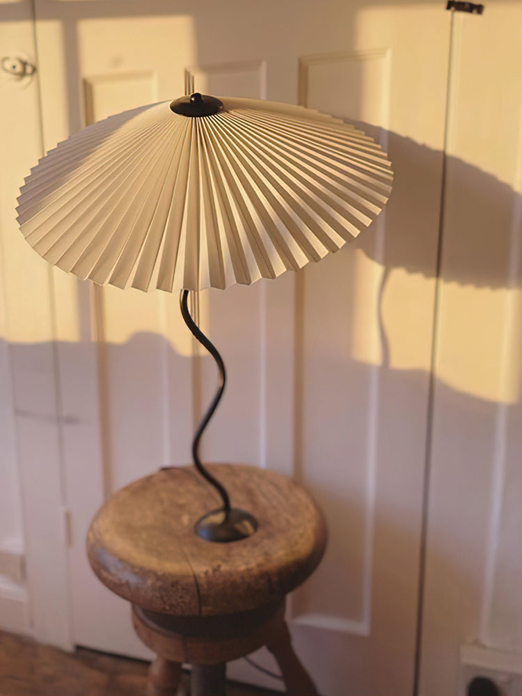 Squiggle Table Lamp | Nordic Style Metal & Fabric | Black with Beige Shade