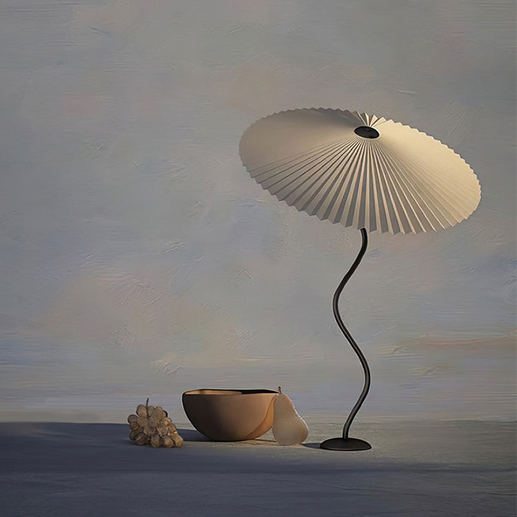 Squiggle Table Lamp | Nordic Style Metal & Fabric | Black with Beige Shade