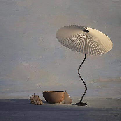 Squiggle Table Lamp | Nordic Style Metal & Fabric | Black with Beige Shade