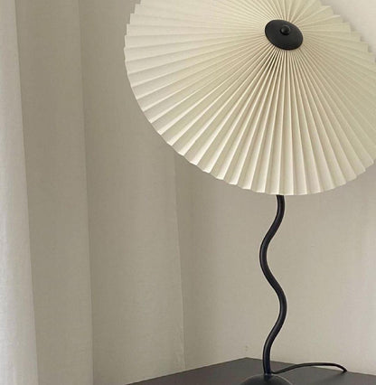 Squiggle Table Lamp | Nordic Style Metal & Fabric | Black with Beige Shade