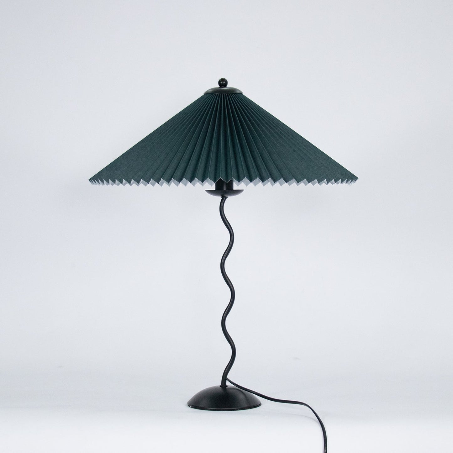 Squiggle Table Lamp | Nordic Style Metal & Fabric | Black with Beige Shade