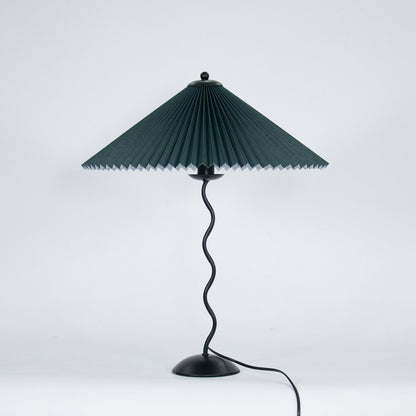 Squiggle Table Lamp | Nordic Style Metal & Fabric | Black with Beige Shade