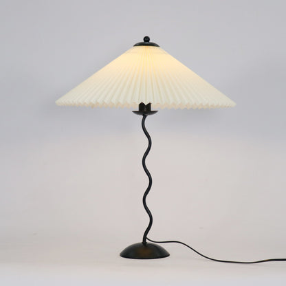 Squiggle Table Lamp | Nordic Style Metal & Fabric | Black with Beige Shade