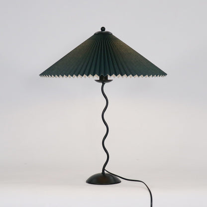 Squiggle Table Lamp | Nordic Style Metal & Fabric | Black with Beige Shade
