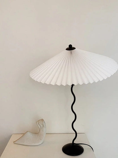 Squiggle Table Lamp | Nordic Style Metal & Fabric | Black with Beige Shade