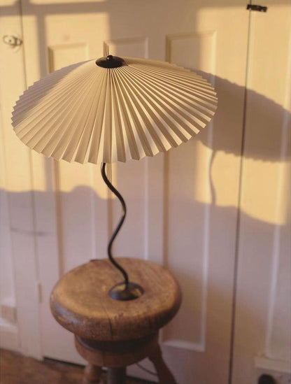 Squiggle Table Lamp | Nordic Style Metal & Fabric | Black with Beige Shade