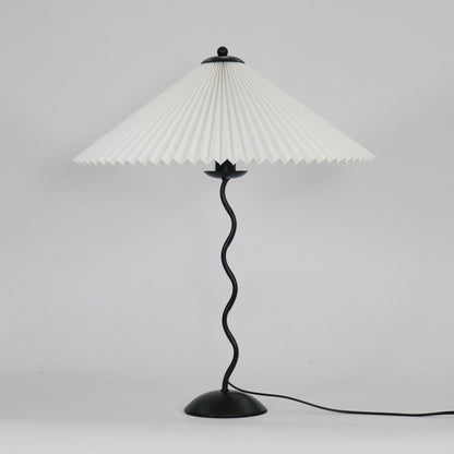 Squiggle Table Lamp | Nordic Style Metal & Fabric | Black with Beige Shade