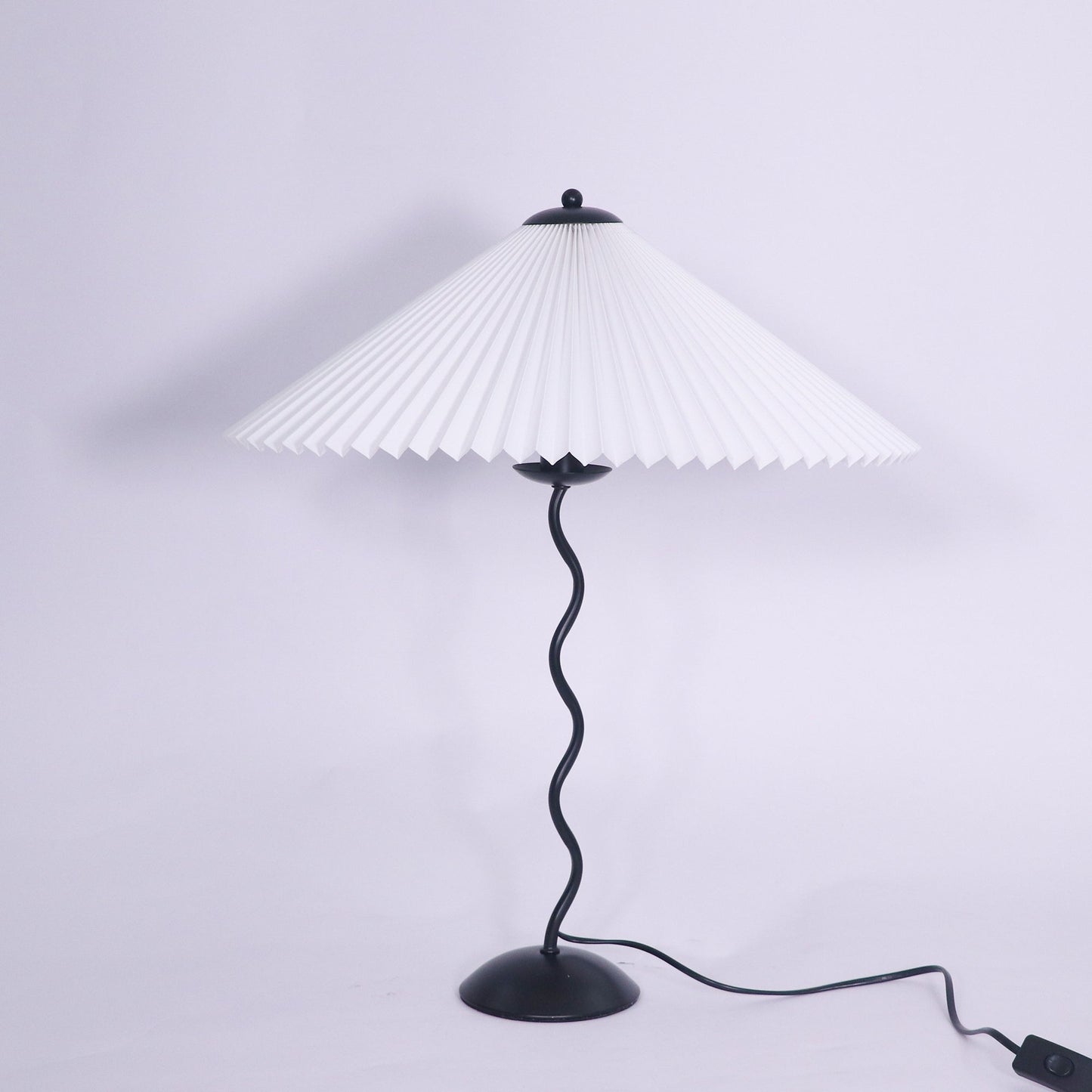 Squiggle Table Lamp | Nordic Style Metal & Fabric | Black with Beige Shade