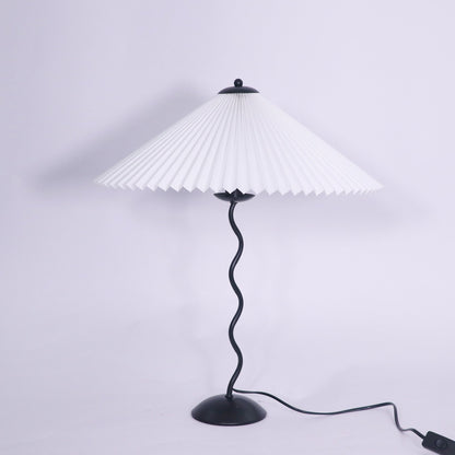 Squiggle Table Lamp | Nordic Style Metal & Fabric | Black with Beige Shade